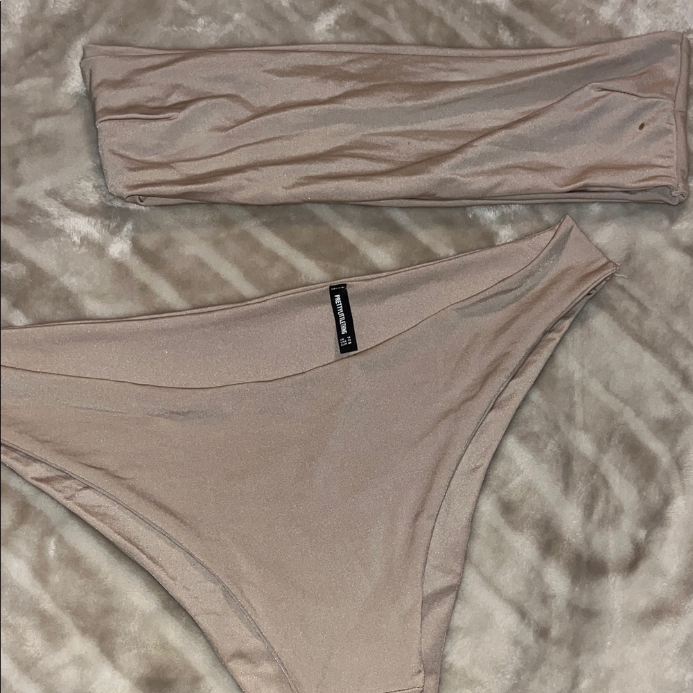 PrettyLittleThing Nude Satin Fabric
